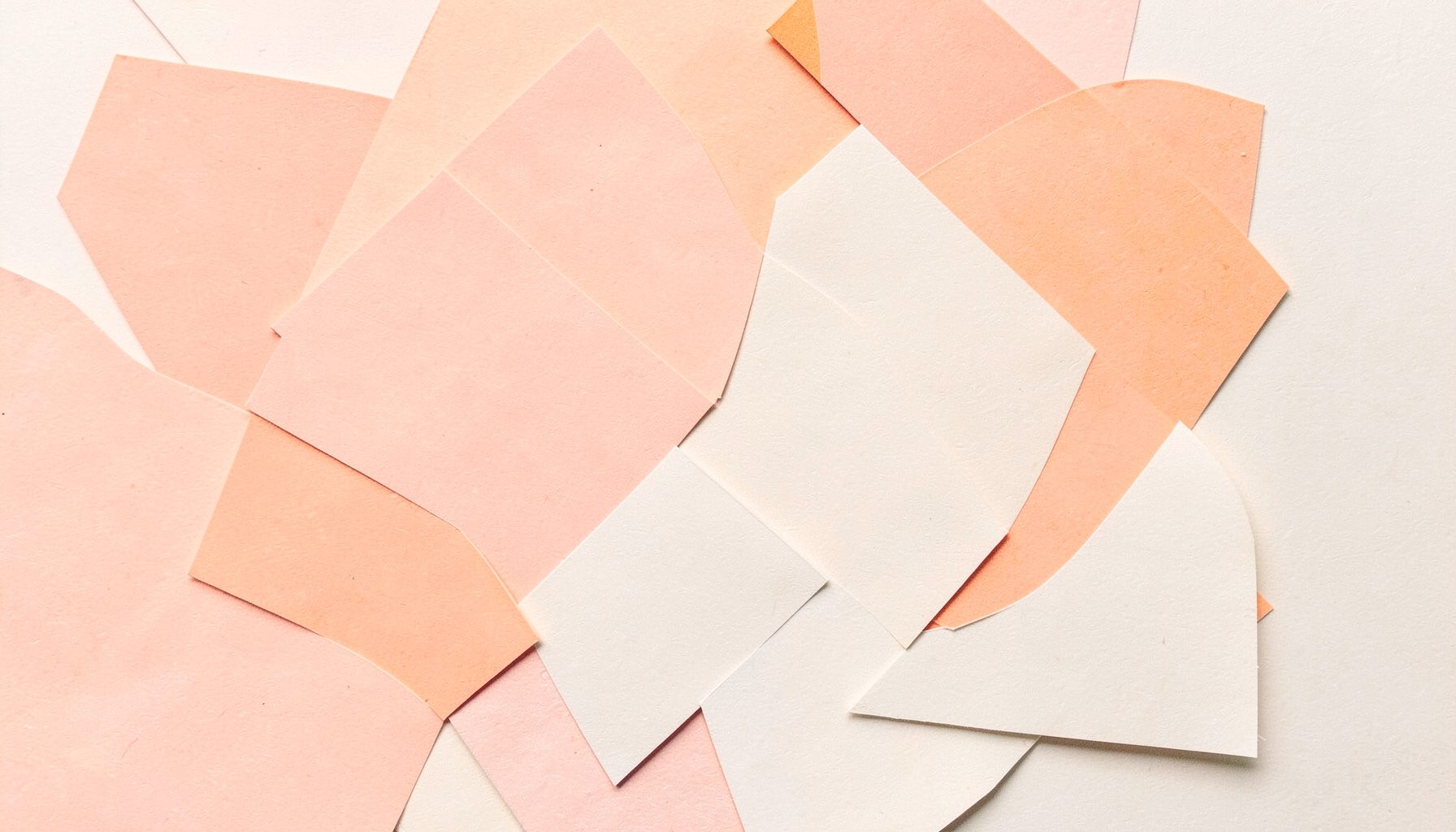 Geometric paper collage in peach and off-white, minimal and calm.